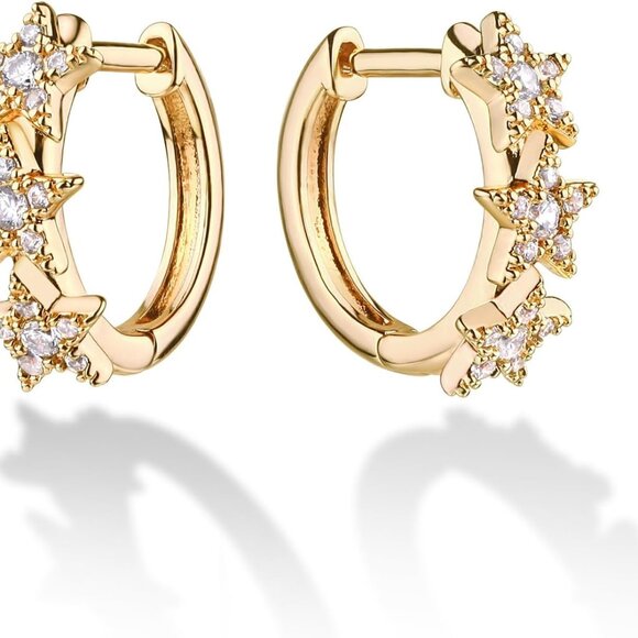 Jewelry - Cubic Zirconia Huggie Earrings 14k Gold Plated Tiny Earrings Small Huggie Hoop E